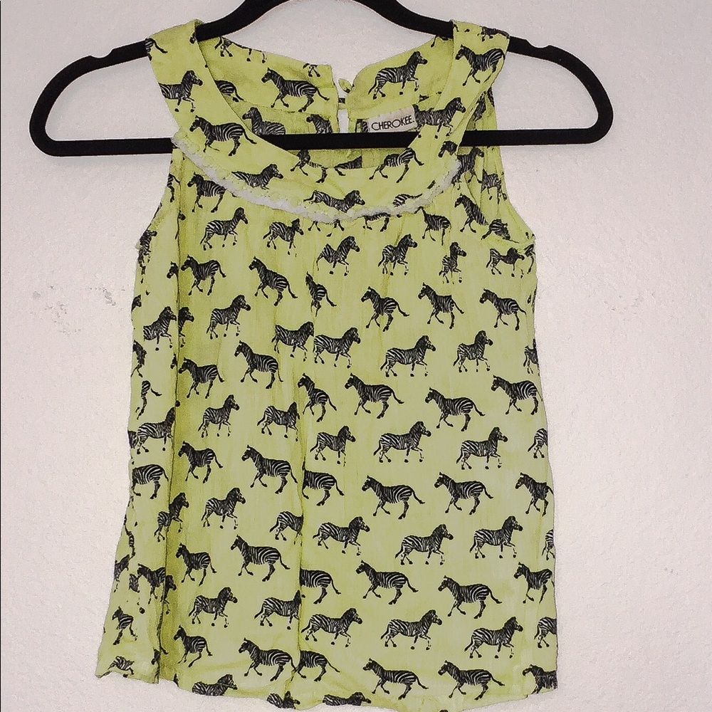 A green zebra print shirt
